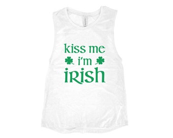 Tank Top for Women, St Patricks Day Shirt, Kiss Me I'm Irish, St Paddy Day Shirt, Irish shirt, Four Leaf Clover, Shamrock Shirt, Irish shirt