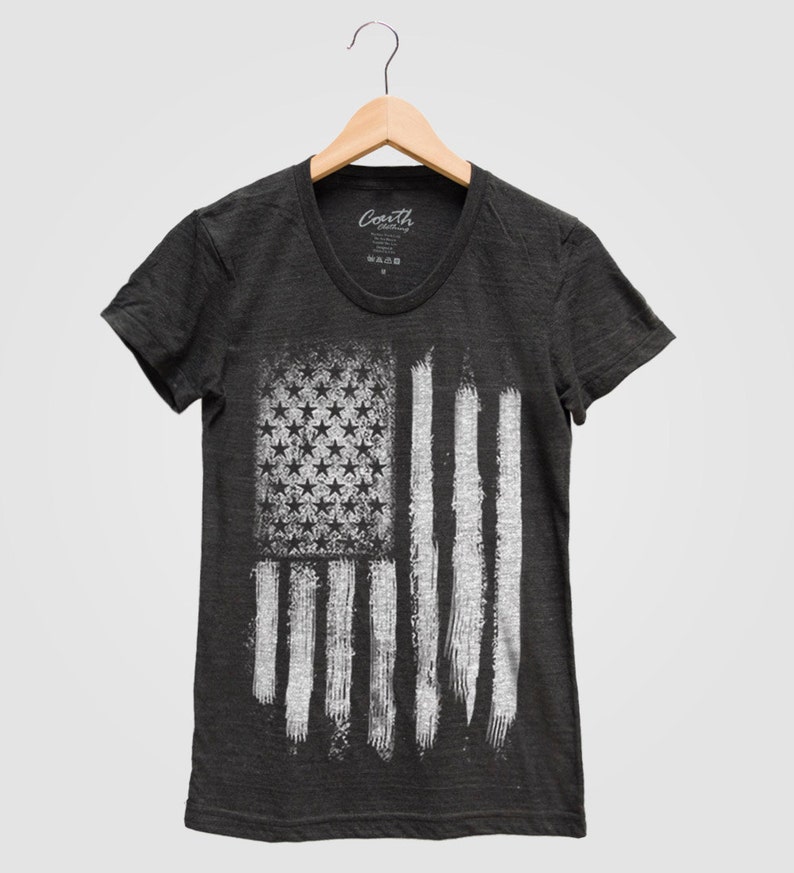 US American Flag Shirt Women Tri-blend Screen Print Graphic - Etsy
