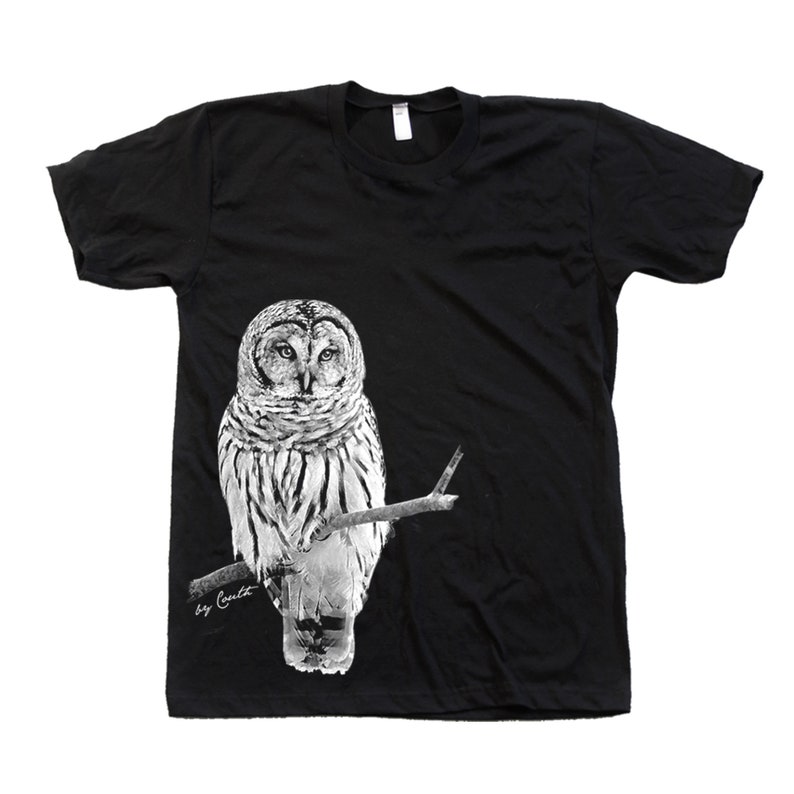 Owl Shirt, Mens Tshirt, Crew Neck, Bird T-shirt, Cute T-shirt, Short Sleeve Tshirt, Grey T-shirt, Dad, Animal Shirt, Nature Shirt image 1