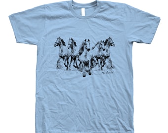 Running Horses Graphic Tee - Screenprint Animal T-shirt - Etsy Canada