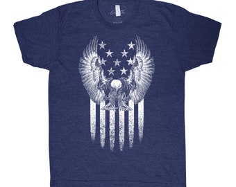 Eagle Tshirt, Mens Shirt, American Flag Tee, Graphic Tee, USA, Merica Shirt, Summer Tshirt, Gift for Men, Black Tshirt