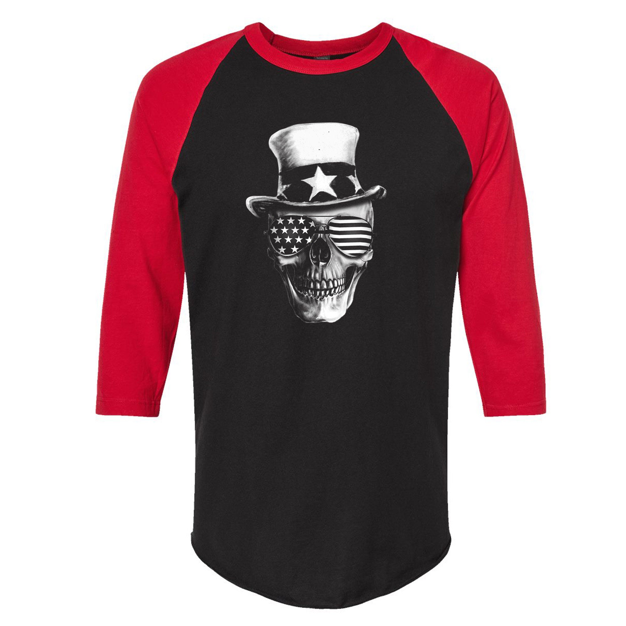 Skull Tshirt, Baseball Shirt, Unisex Raglan Tshirt Skull Tshirt, Baseball Shirt, Unisex Raglan Tshirt
