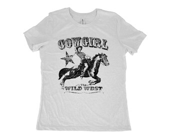 Cowgirl Shirt, Womens Tshirt, Country Shirt, Summer Shirt, Screenprint Shirt, Birthday Gift, Graphic Tee