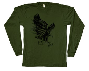 Eagle Shirt, Eagle Sleeve Tshirt, Animal Shirt, USA Shirt, 4th of July Tshirt, Funny Shirt, Birthday Gift, Flag Tshirt, Merica Shirt
