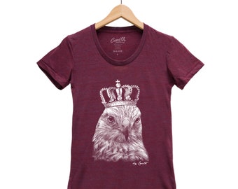 Hawk Shirt, Womens Junior Tshirt, Bird Shirt, Summer Shirt, Screenprint Shirt, Animal Shirt, Birthday Gift, Graphic Tee