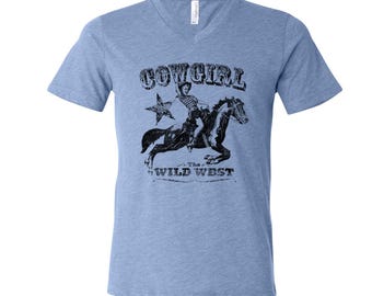 Cowgirl Graphic Tee: Animal Lover Gift V-Neck Triblend T-Shirt