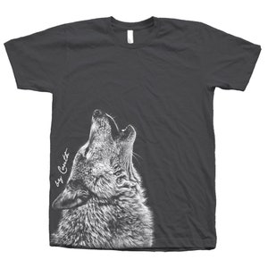Wolf Tshirt Damen, Herren T-shirt, Unisex Tshirt, Rundhalsausschnitt, Baumwolle T-shirt, Howling Wolf, Wölfe Tshirt, Animal Print Tshirt