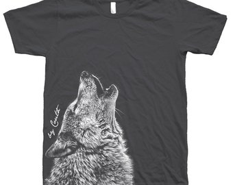 Wolf T Shirt, Men's T-shirt, Unisex Tshirt, Crew Neck, Cotton T-shirt, Howling Wolf, Wolves Tshirt, Animal Print Tshirt