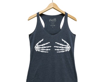 Skeleton Hands Halloween Shirt, Muscle Tank Top, Women Tank Top, Halloween Costume Shirt, Black Shirt, Gothic, Funny Shirt, Halloween Tank