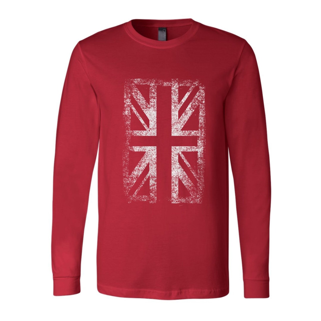 トップス Fancy club UNION JACK LONG SLEEVE Union Jack Long Sleeve T-shirt: Hand Screen Print UK Flag Apparel