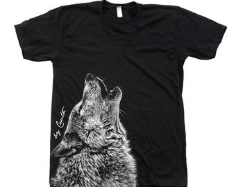 Wolf Tshirt, unisex crew neck, mens shirt, howling wolves, gift for men, husband gifts, animal print, graphics, Wolf Shirt, Animal tshirt