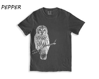 Owl T-shirt, Men's T-shirt, Womens T-shirt, Comfort Colors, Crew Neck, 100% Cotton, Animal Shirt, Nature T-shirt, Short Sleeve