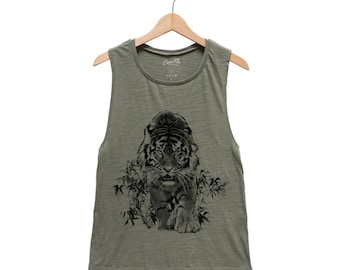 Tiger Shirt - Shirt for Women - Muscle Tank - Womens Shirt - Summer Shirt - Vacay Shirt - Gift for Women - Tank Top for Women - Animal Print