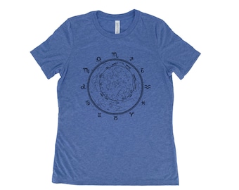 Zodiac Shirt, Womens Tshirt, Zodiac Sign Shirt, Summer Shirt, Screenprint Shirt, Birth Sign Shirt, Birthday Gift, Graphic Tee