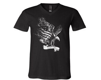 Eagle Tshirt, Unisex Tshirt, Mens Graphic Tee, America Shirt, V-Neck Tshirt, Gift for Dad, Gift for Men, Flag Tshirt, USA Tshirt