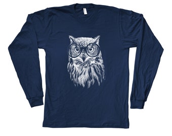 Owl Shirt, Owl Long Sleeve Tshirt, Animal Shirt, Fathers Day Gift, Christmas Tshirt, Funny Shirt, Birthday Gift, Graphic Tee, Mens Tshirt