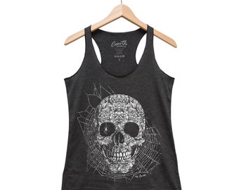 Halloween Shirt, Skull Shirt, Skeleton Tank, Women Tank Top, Halloween Tank, Black Shirt, Halloween Costume, Graphic Tee, Funny Shirt