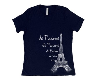 Eiffel Tower Shirt, Womens Tshirt, Vacation Shirt, Summer Shirt, Screenprint Shirt, Travel Shirt, Birthday Gift, Graphic Tee