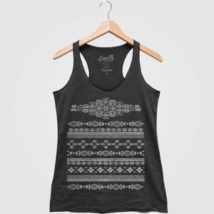 Indian Pattern Womens Racerback Women Tank Top Triblend Screen Print
