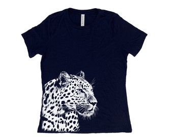 Leopard Shirt, Womens Tshirt, Summer Shirt, Screenprint Shirt, Animal Shirt, Birthday Gift, Graphic Tee