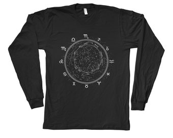 Zodiac Shirt, Zodiac Long Sleeve Tshirt, Star Shirt, Fathers Day Gift, Christmas Tshirt, Funny Shirt, Birthday Gift, Mens Tshirt