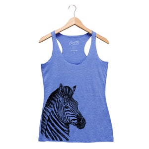 Zebra Tank Top, Women's Tank Top, Cute Animal Print, Triblend Racerback Tank Top, Hand Screen Print, Tank Top for Women, Women Fashion image 3