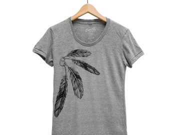 Womens Junior Shirt, Feather Shirt, Summer Tshirt, Short Sleeve Shirt, Graphic Tee, Cute Shirt, Birthday Gift, Nature Shirt, Bird Shirt