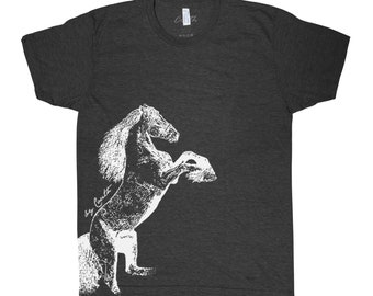 Horse Tshirt, Men Graphic Tee, Tri-Blend Short Sleeve, Men Shirt, Black Shirt, Animal Print Tee, Graphic Tee, Horse Shirt