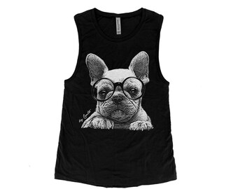 French Bulldog Women Shirt, Muscle Tank  for Women, Shirt for Women, Summer Shirt, Gift for Mom, Gift for Women, Animal Shirt