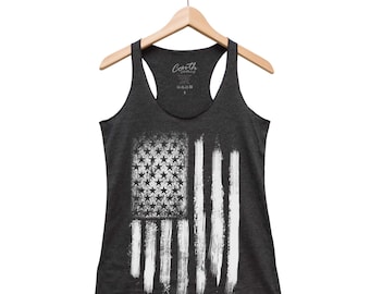 US Flag Tank Top, Women's Tank Top, American Flag Tank Top, America, USA, 4th of July, Racerback Flowy Tank Top, Red Tank Top, Blue Tank Top