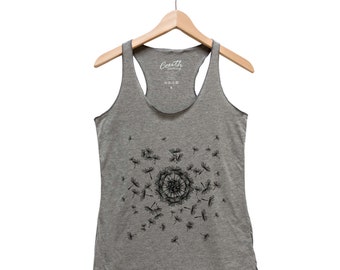 Flower Tank Top, Womens Flower Tank Top, Dandelion Tank Top, Nature Tshirt, Graphic Tank Top, Racerback Tank Top, Floral Shirt