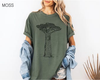 Tree T shirt, Comfort Colors® Unisex T-shirt, Women's T-shirt, Baobab Shirt, Nature Shirt, Retro T-shirt, 100% Cotton, Graphics