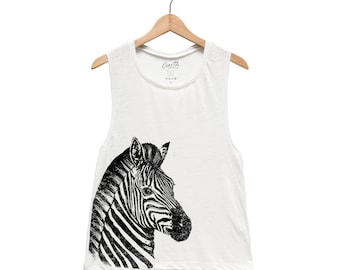 Zebra Muscle Tank Top: Women's Relaxed Fit Summer Shirt