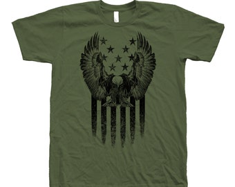 American Eagle Shirt, Mens Tshirt, American Flag, Funny Shirt, Hand Screen Print, 4th of July, USA, America, USA Shirt