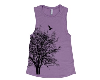Tree Tank - Muscle Tee - Muscle Tank - Bird Shirt - Summer Shirt - Vacay Shirt - Gift for Women - Tank Top for Women - Nature Shirt
