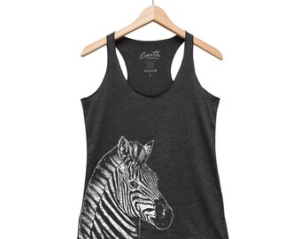 Zebra Tank Top, Women's Tank Top, Cute Animal Print, Animal Tank Top, Gift for Women, Triblend Shirt, Racerback Tank Top, Screen Print
