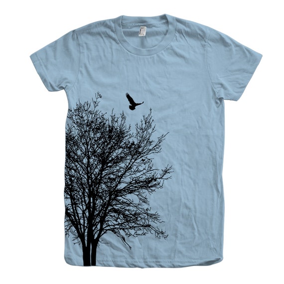 Tree And Bird T-Shirt Nature Black Graphic Tee Tree And Bird T-Shirt Nature Black Graphic Tee