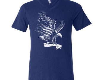 Men Tshirt, Eagle Tshirt, Men's Graphic Tee, Custom Hand Screen Print, Tri-Blend Short Sleeve, America Shirt, Flag T-shirt, Unisex T-shirt