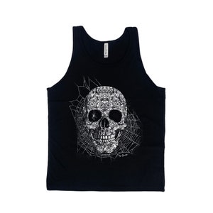 Halloween Tank Top, Herren Tank Top, Unisex Tank Top, Totenkopf Tank Top, schwarzes Tank Top, Skelett Tank Top, Geschenk für Männer, Gothic Shirt, Boho