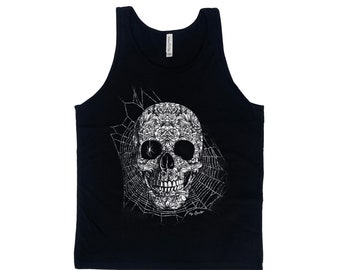 Halloween Tank Top, Men's Tank Top, Unisex Tank Top, Skull Tank Top, Black Tank Top, Skeleton Tank Top, Gift for Men, Gothic Shirt, Bohemian
