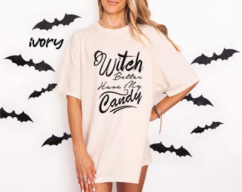 Comfort Colors Halloween T-Shirt: Witch Ghost Graphic Tee