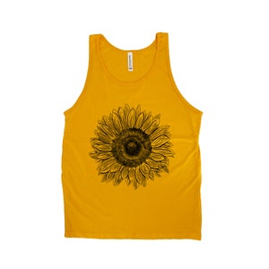 Sunflower Shirt, Nature Shirt, Flower Tank Top, Mens Tank Top, Beach Shirt, Camping Shirt, Black Tank Top, Graphic Tee , Womens Tank