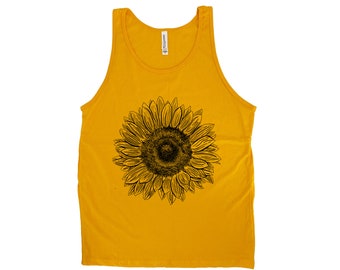 Sunflower Shirt, Nature Shirt, Flower Tank Top, Mens Tank Top, Beach Shirt, Camping Shirt, Black Tank Top, Graphic Tee , Womens Tank