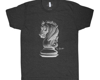 Chess Tshirt, Mens Tshirt, Unisex Tshirt, Knight T-shirt, Screen Print, Crew Neck, Triblend Tshirt, Chess Gift, Gift for Men