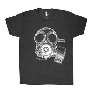 Mens Tshirt, Gas Mask Shirt, Men T shirt, Triblend Shirt, Funny Shirt, Graphic Shirt, Vintage Shirt, Short Sleeve, Gift Idea, Military