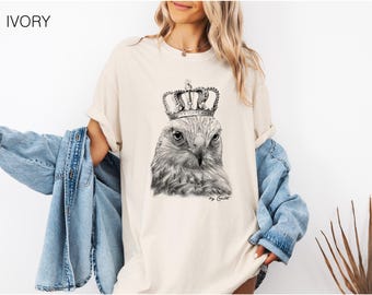 Hawk T shirt, Comfort Colors® Unisex T-shirt, Women's T-shirt, Bird Shirt, Animal Lover T-shirt, Retro T-shirt, 100% Cotton, Graphics