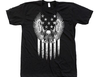 American Eagle Flag Tshirt, 4th of July Outfit, Independence Day America Merica, Graphic Tee, Mens Clothing, Birthday T-shirt Gift for Dad T