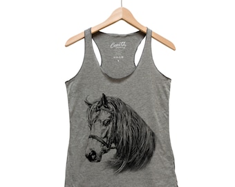 Horse Tank Top, Shirt for Women, Animal Shirt, Gift for Women, Racerback Tank Top, Tank Top for Girl, Shirt with Horse, Roder Shirt