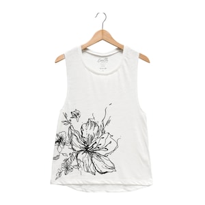 Floral Muscle Tank Top: Screen Print Yoga Tee