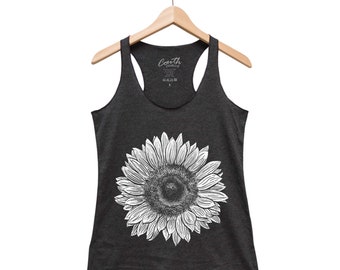 Sunflower Tank Top, Sunflower Shirt, Floral Shirt, Flower Tank Top, Garden Shirt, Womens Summer Shirt, Sunshine Shirt